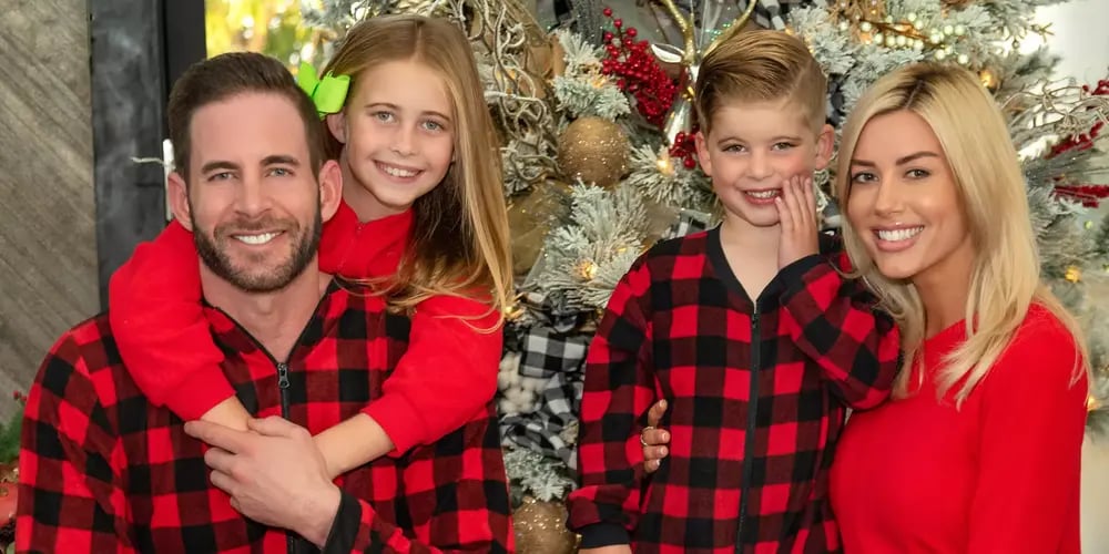 Tarek El Moussa Family photo with wife, daughter, and son