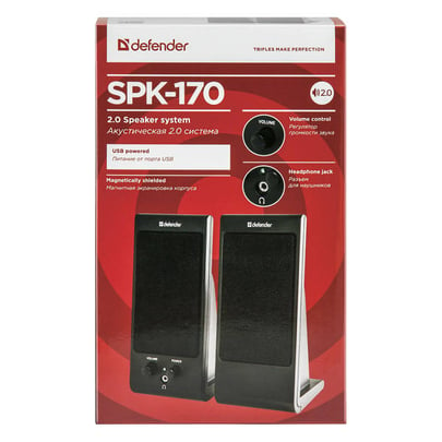 Defender Reproduktor SPK-170, 2.0, 4W, Black, Volume Control, 3,5 Jack, USB - 1840036 #2