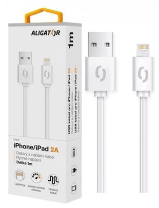 Aligator Data and Charging Cable 2A, Lightning, White, 1m - 1110019 #2