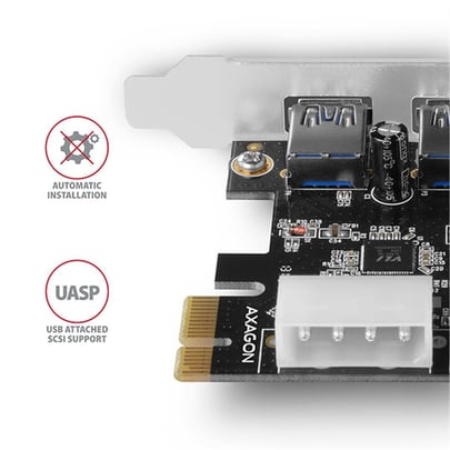 AXAGON PCEU-232VL, PCIe Card 2+2x USB 3.2 Gen 1 Port, UASP, With LP Adapter - 1630008 #5