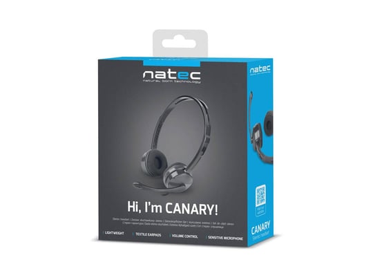 Natec headphones with microphone CANARY, black - 1350036 #3