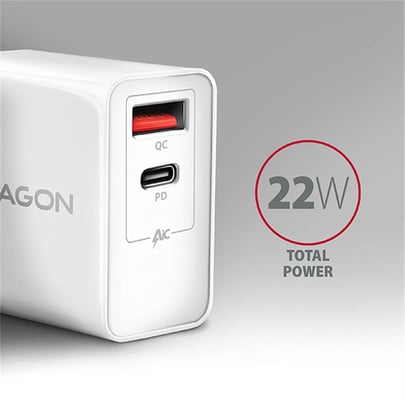 AXAGON ACU-PQ22W, PD-qc charger, 22W, USB-A, USB-C, Without cable - 2310011 #2