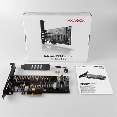 AXAGON PCEM2-D, PCIe x4 - M.2 NVMe M-key + SATA B-key slot adapter, vč. LP PCI  express card - 1630006 | furbify