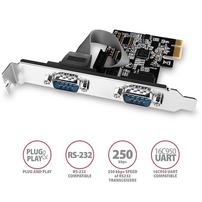 AXAGON PCEA-S2N, PCIe - 2x Serial port (RS232, RS-232) 250 kbps, Adapter LP - 1630012 #3