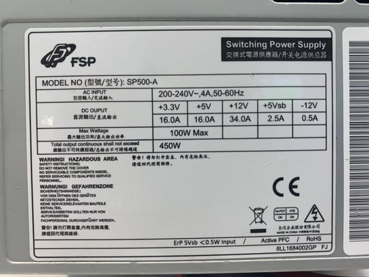 FSP/Fortron SP500-A, bulk, 450W Zdroj - 1650016 (použitý produkt) #2