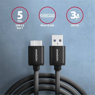 AXAGON BUMM3-AM10AB, Speed Cable Micro-B USB-USB-A , USB 3.2 Gen 1, 1m - 1110071 #5