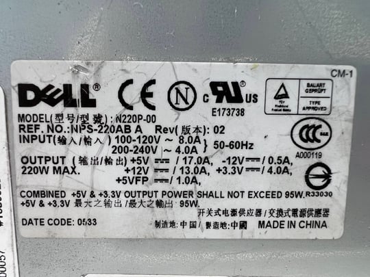 Dell N220P-00 for GX520 / GX620 SFF 220W - 1650029 #2