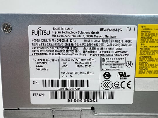 Fujitsu for Esprimo E500, E510, E700, E705, E710, E900, E910, P500, P510, P700, P705, P710, P900, P910 Tápegység - 1650193 (használt termék) #2