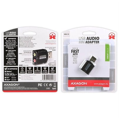 AXAGON ADA-10, USB2.0 - stereo audio MINI adaptér, USB Sound - 1830005 #3