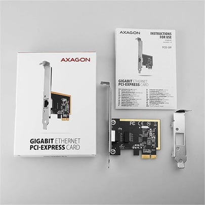 AXAGON PCEE-GRF, PCIe Network Card, 1x Gigabit Ethernet port (RJ-45),  Realtek, with LP adapter PCI express card - 1630014 | furbify