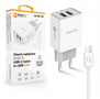 Aligator USB Charger, 2xUSB - 2.4A, Smart IC,USB C Cable, White - 2310010 thumb #2