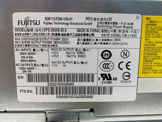 Fujitsu for Esprimo E500, E510, E700, E705, E710, E900, E910, P500, P510,  P700, P705, P710, P900, P910 Tápegység - 1650169 | furbify