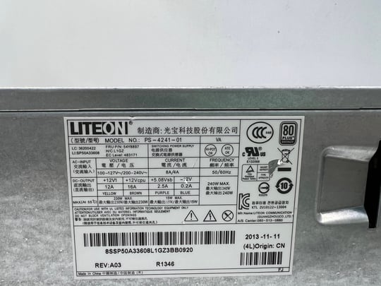 LITE-ON for Lenovo Thinkcentre M82 SFF,M83 SFF,M92P SFF,M93P SFF,E31 SFF  240W Zdroj - 1650100 (použitý produkt) #2