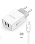 Aligator USB Charger, 2xUSB - 2.4A, Smart IC,USB C Cable, White - 2310010 thumb #1