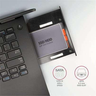 AXAGON RSS-CD09 frame for 2.5" SSD/HDD in DVD slot , 9.5 mm, LED, aluminum - 2210018 #5