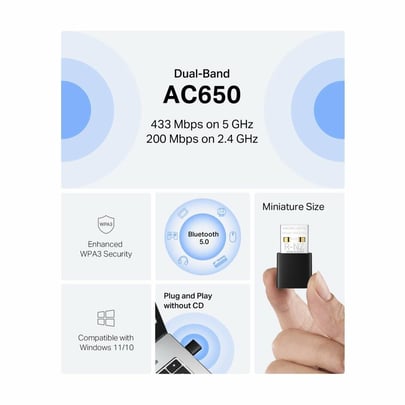 Mercusys MA20NB AC650 Nano WiFi Bluetooth USB Adapter Black - 2020031 #2