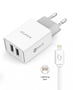 Aligator USB Charger, 2xUSB - 2.4A, Smart IC, White, USB cable for iPhone/iPad (Lightning) - 2310004 thumb #2