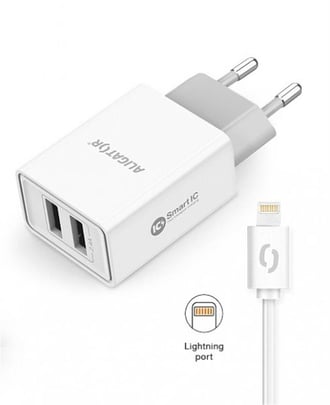 Aligator USB Charger, 2xUSB - 2.4A, Smart IC, White, USB cable for iPhone/iPad (Lightning) - 2310004 #2