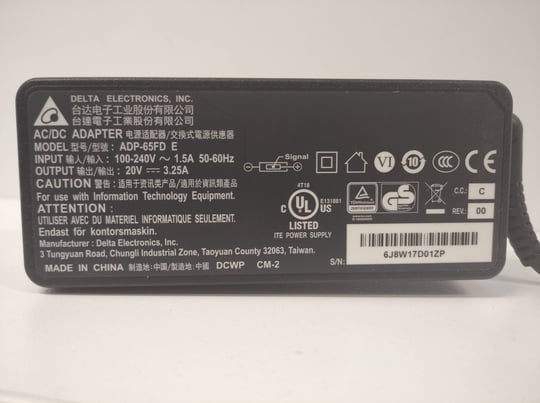 Delta for Lenovo 65W rectangle 20V Power adapter - 1640261 (használt termék) #3