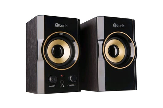 C-Tech SPK-11, 2.0, Wood, Black-Gold, Jack/USB Reproduktor - 1840024 |  furbify