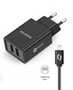 Aligator USB Charger, 2xUSB - 2.4A, Smart IC, Black, USB cable for iPhone/iPad (Lightning) - 2310005 thumb #2