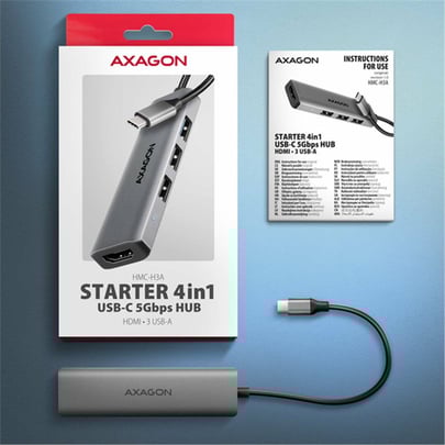 AXAGON HMC-H3A, USB 5Gbps hub, 3x USB-A, HDMI 4k 30Hz, cable USB-C 15cm - 1980008 #5