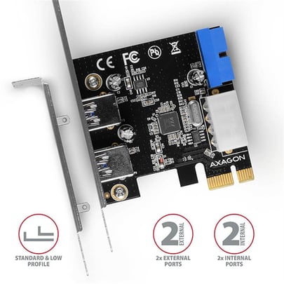 AXAGON PCEU-232VL, PCIe Card 2+2x USB 3.2 Gen 1 Port, UASP, With LP Adapter - 1630008 #4