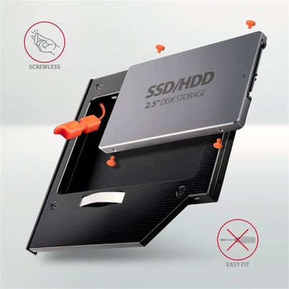 AXAGON RSS-CD09 frame for 2.5" SSD/HDD in DVD slot , 9.5 mm, LED, aluminum - 2210018 #4