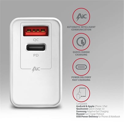 AXAGON ACU-PQ22W, PD-qc charger, 22W, USB-A, USB-C, Without cable - 2310011 #4