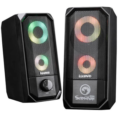 Marvo Reproduktor SG-265P, 2.0, 6W, Black, Volume Control, 3,5 mm Jack, USB, RGB 7-Color Lighting Hangszóró - 1840038 #1