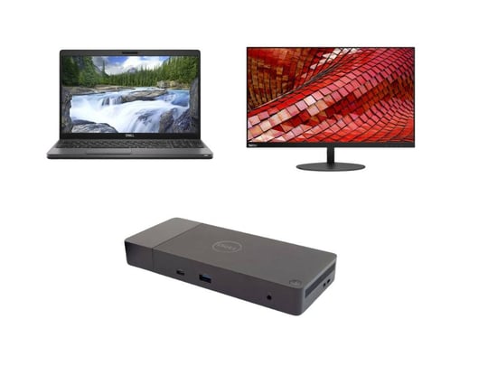 Dell Latitude 5500 + Docking station Dell WD19 USB-C K20A001 with 180W Adapter + Monitor Lenovo ThinkVision T27i-10 27"