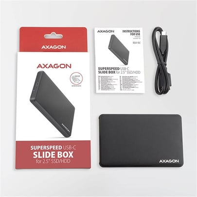 AXAGON EE25-SLC, USB-C 3.2 Gen 1 - SATA 6G 2.5" SLIDE box, screwless, black - 2210020 #7