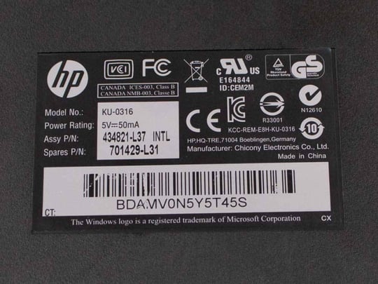 HP EU KU-0316 (Quality: Bazár) Klávesnice - 1380205 (použitý produkt) #3