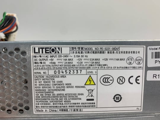 LITE-ON for Acer Aspire X1800 X1900 X1920 X3100 X3200 - 220W (PE-5221-08) - 1650185 #2