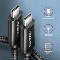 AXAGON BUCM2-CM10AB, CHARGE cable USB-C  -  USB-C, 1m, Hi-Speed ​​??USB, PD 240W 5A, ALU, braided, black
