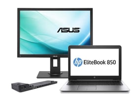 HP EliteBook 850 G3 + Docking station HP Ultra Slim D9Y32AA + 24" ASUS BE24A IPS Monitor (Quality Silver)