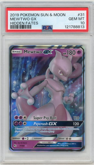 MEWTWO GX - HIDDEN FATES · PSA GEM MT 10
