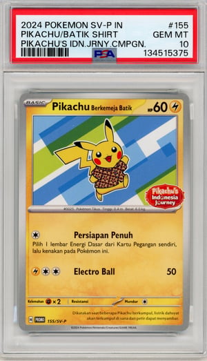 PIKACHU/BATIK SHIRT - PIKACHU'S IDN.JRNY.CMPGN. · PSA GEM MT 10