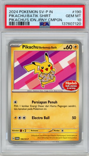 PIKACHU/BATIK SHIRT - PIKACHU'S IDN.JRNY.CMPGN. · PSA GEM MT 10