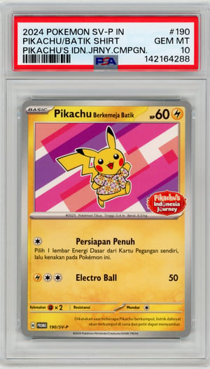 PIKACHU/BATIK SHIRT - PIKACHU'S IDN.JRNY.CMPGN. · PSA GEM MT 10