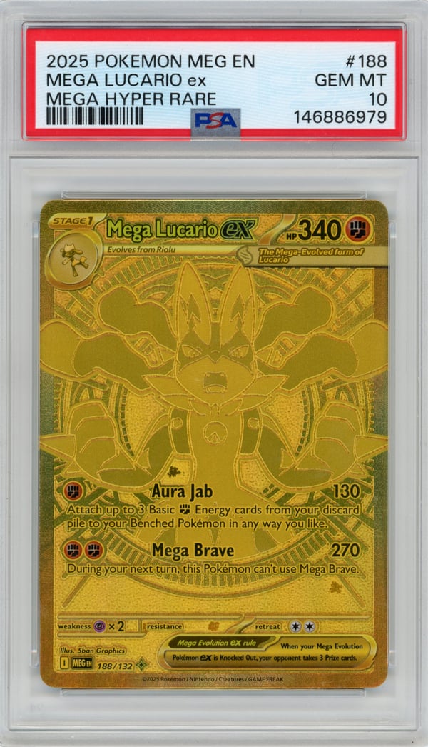 MEGA LUCARIO ex - MEGA HYPER RARE · PSA GEM MT 10