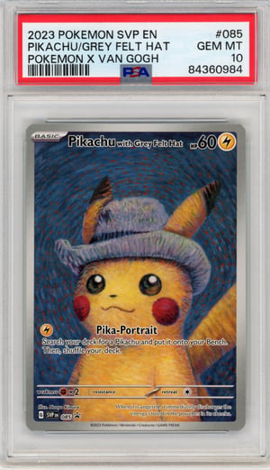 PIKACHU/GREY FELT HAT - POKEMON X VAN GOGH · PSA GEM MT 10