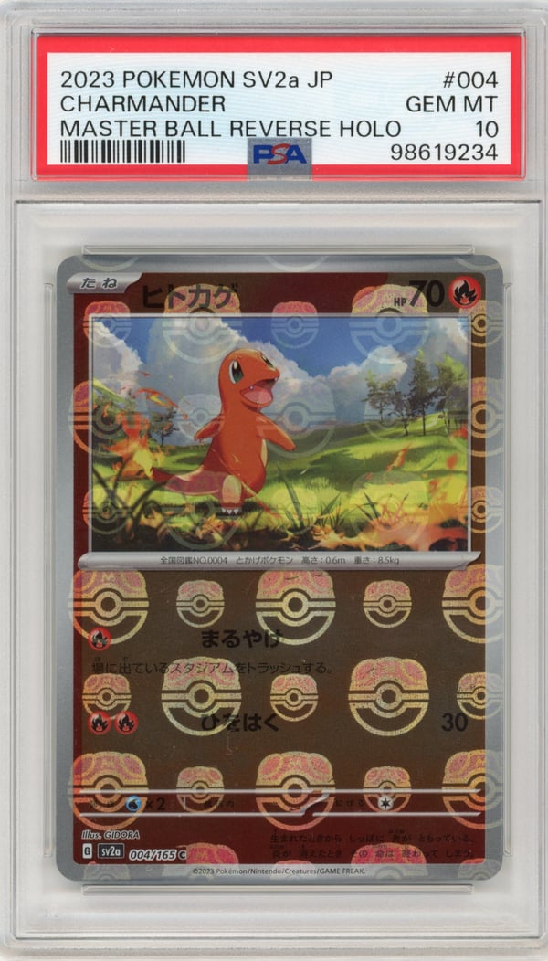 CHARMANDER - MASTER BALL REVERSE HOLO · PSA GEM MT 10