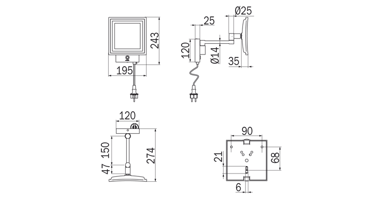 Inda Magnifying Mirror Square with LED image