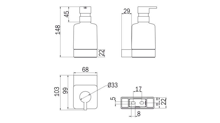 Indissima Chrome Soap Dispenser Wall Mount image