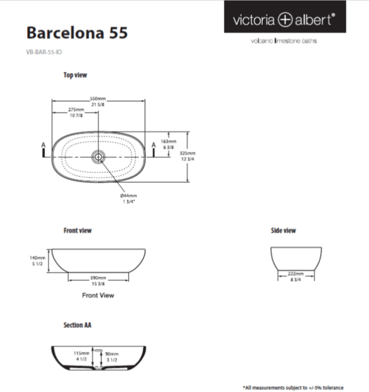 Barcelona 55 basin, with overflow image