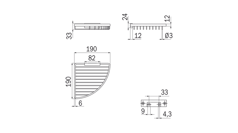 Inda Removable corner wire basket - shallow image