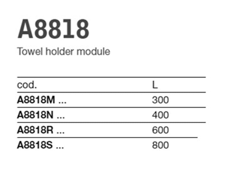 Indissima Towel Rail for Modular Bar - 4 sizes available and 3 colours, see technical sheet for sizes image