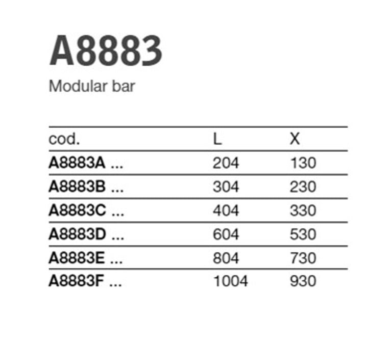 Indissima Modular Bar - 6 sizes available in 3 finishes - See Technical Sheet for codes etc image