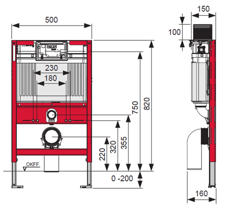 TECE 820mm Low Level Wall hung cistern WELS 4 Star rated image